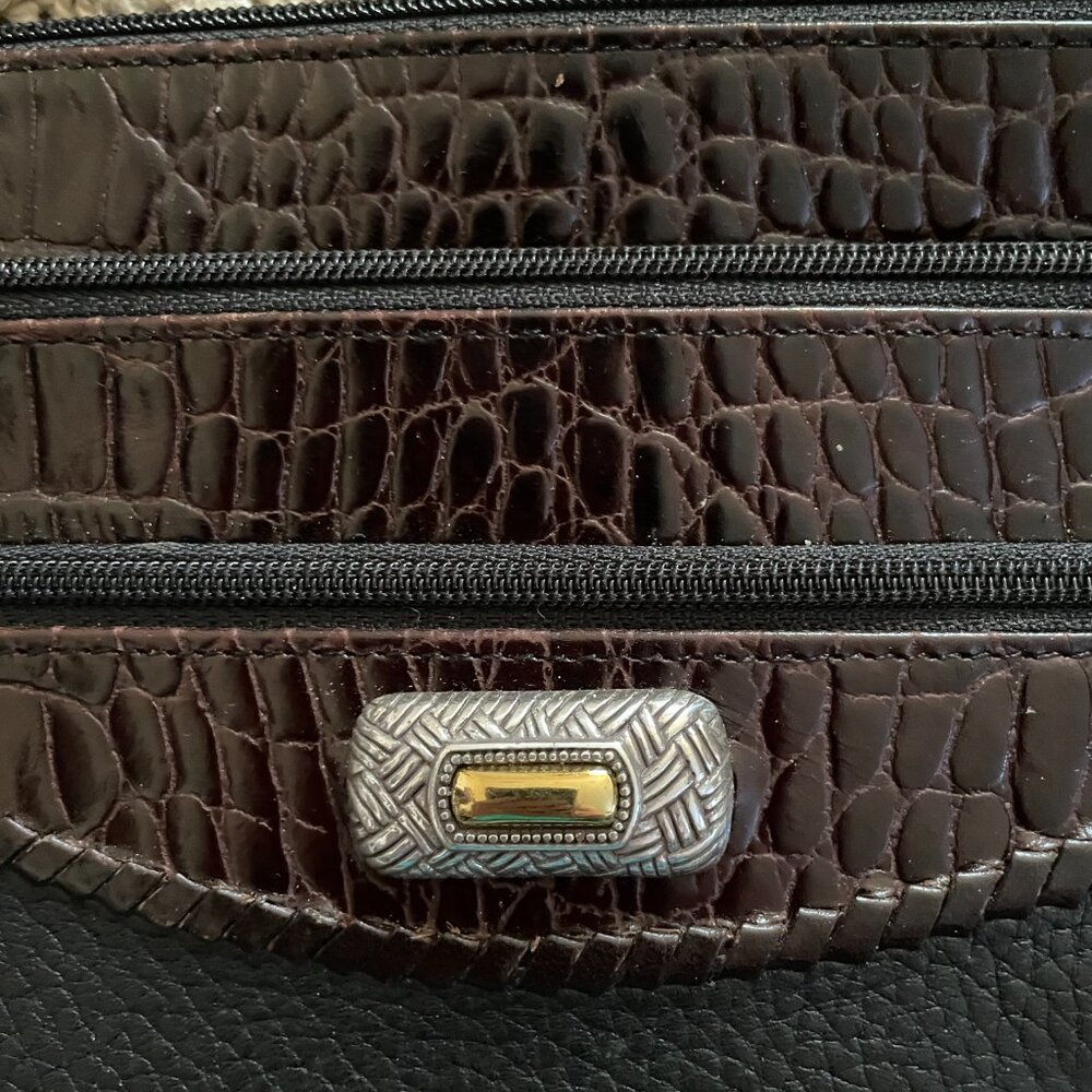 Brighton Black Brown Small Purse Pockets Zipper Long Strap Crossbody - Picture 3 of 6